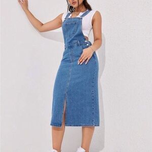 Blue Denim Overall Midi Skirt - Women's Jeans